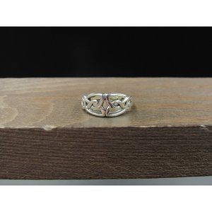 Size 2.25 Sterling Silver Double Celtic Knot Toe Band Ring Vintage Statement
